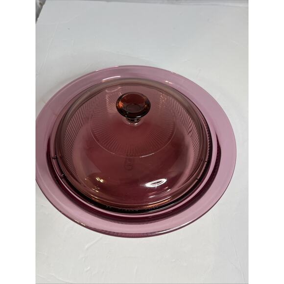Vision Corning Ware V-31-B - 1 Quart Cranberry Round Casserole Cookware With Lid - Picture 3 of 7